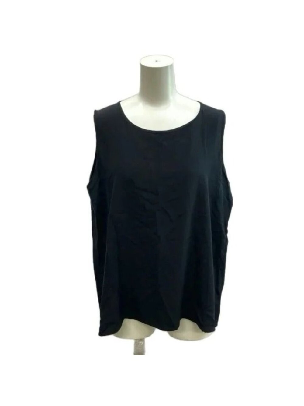 Chanel Sleeveless Top Blouse Silk Black Round Neck KK 44